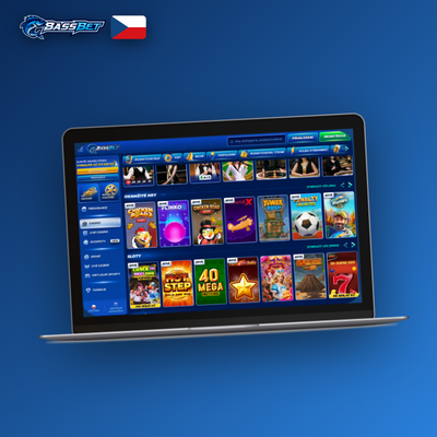 Bassbet Casino pro počítač – ikona notebooku se sloty pro stabilní dlouhá herní sezení